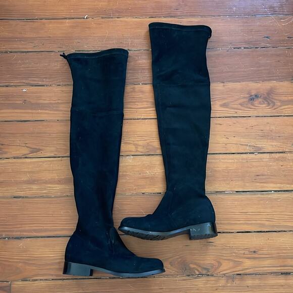 Stuart Weitzman Lowland suede stretch over the knee OTK black boots sz 39 - Picture 5 of 8